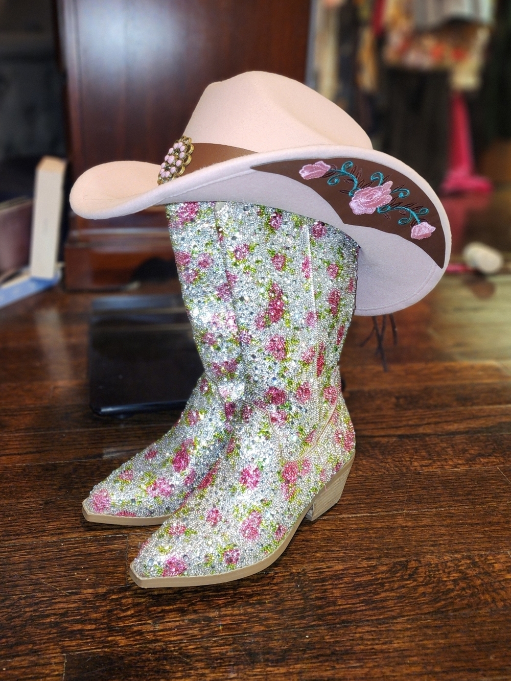 Pink Embroidered Cowboy Hat